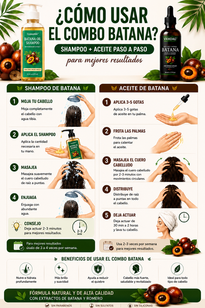 Combo Batana Oil Shampoo + Aceite Rutina Capilar Completa
