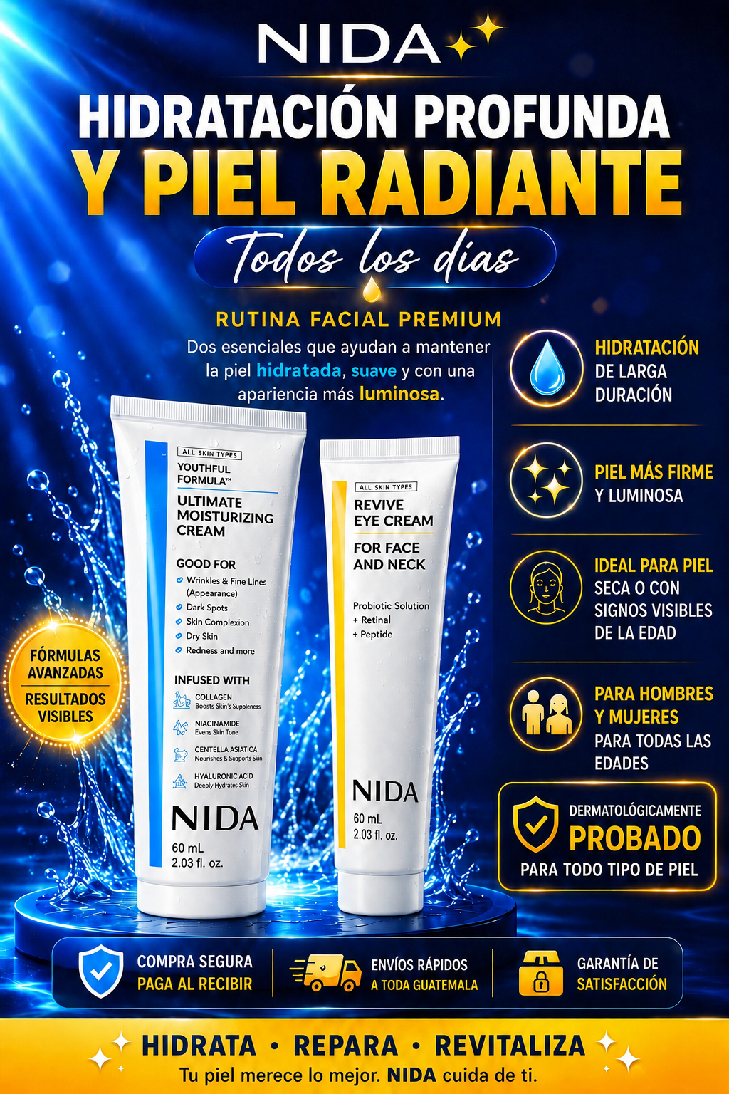 NIDA ✨ Piel Hidratada y Radiante + Crema Contorno de Ojos GRATIS 🎁