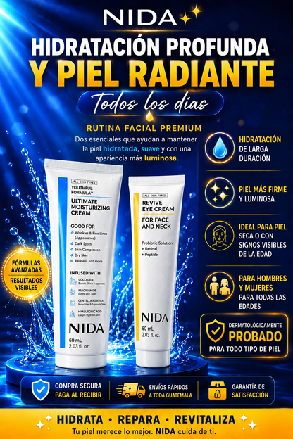 NIDA ✨ Piel Hidratada y Radiante + Crema Contorno de Ojos GRATIS 🎁