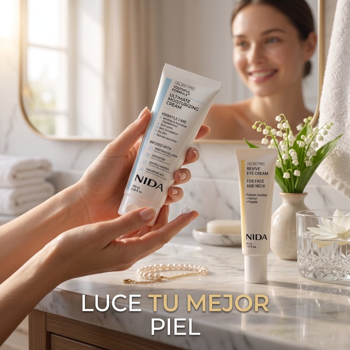 NIDA® Crema Hidratante Anti-Edad Coreana + Crema para Contorno de Ojos, ¡Empieza a cuidar tu piel desde hoy! 💁🏻‍♀️