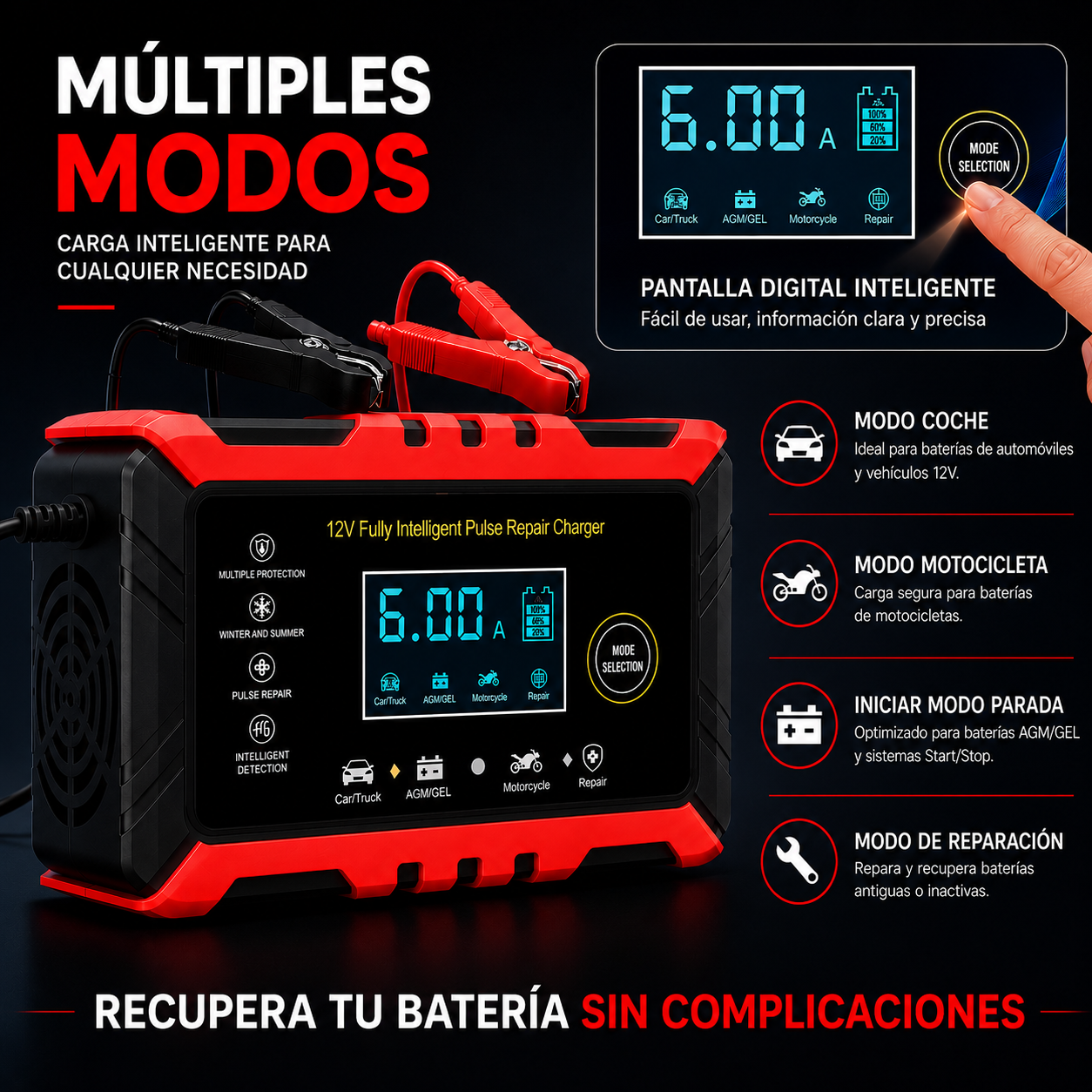 Cargador Inteligente ⚡ Recupera Tu Batería en Minutos