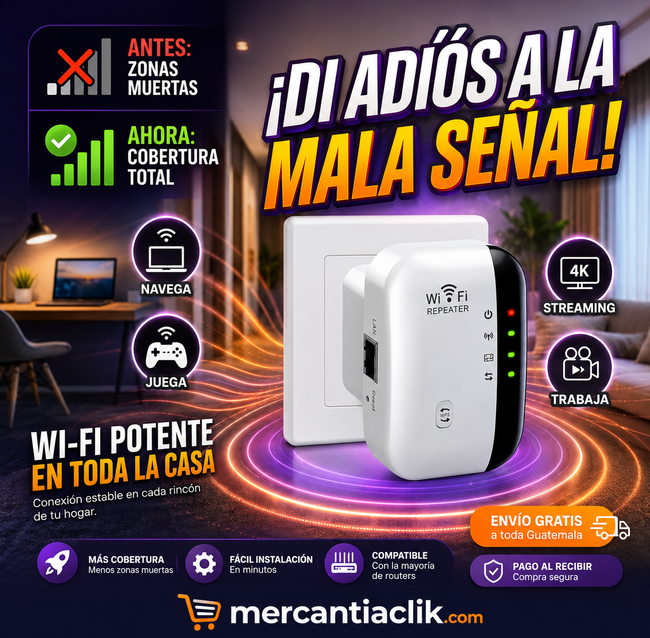 📶 WIFI REPETIDOR – AMPLIFICADOR DE SEÑAL + ENVIO GRATIS 🚚