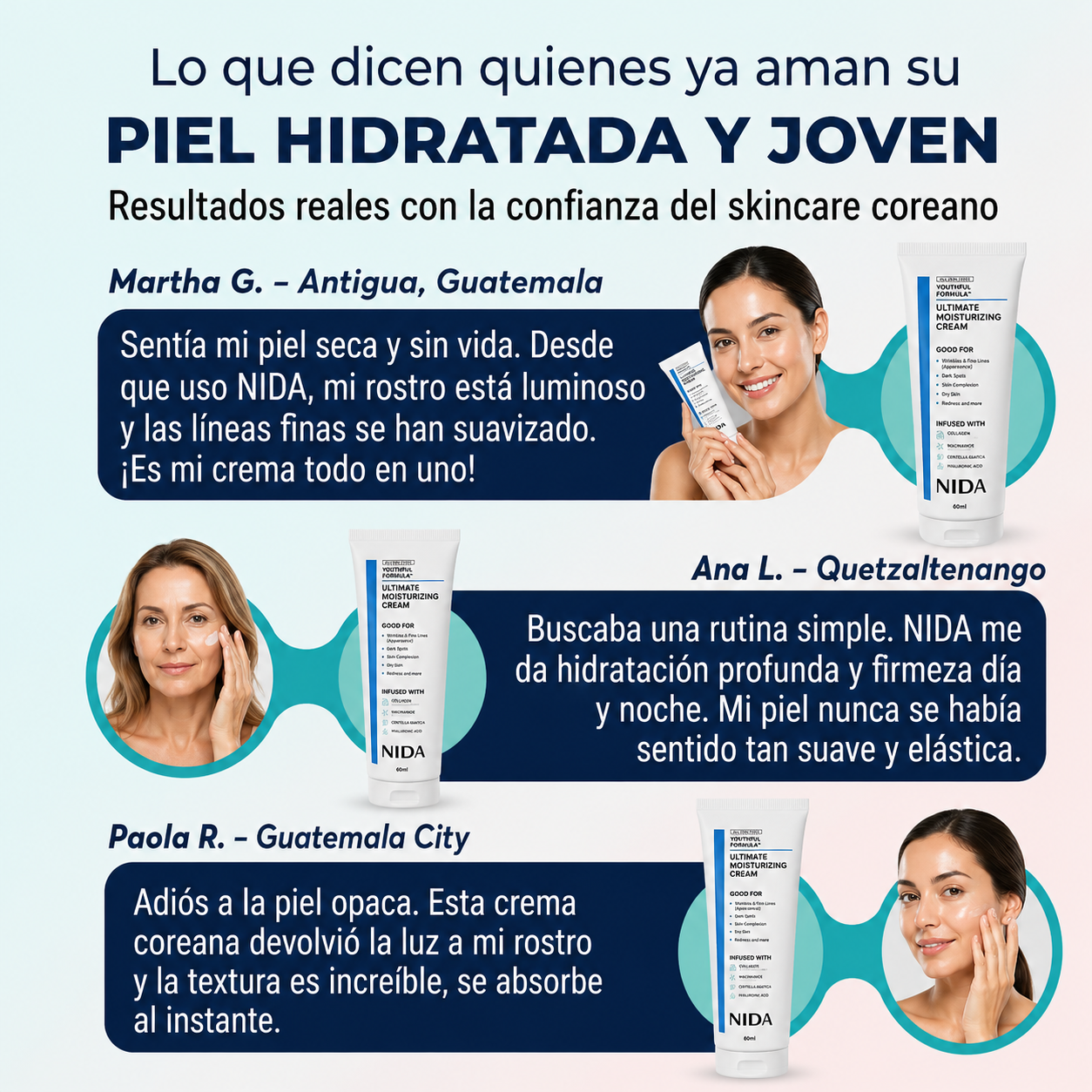 NIDA® Crema Hidratante Anti-Edad Coreana + Crema para Contorno de Ojos, ¡Empieza a cuidar tu piel desde hoy! 💁🏻‍♀️